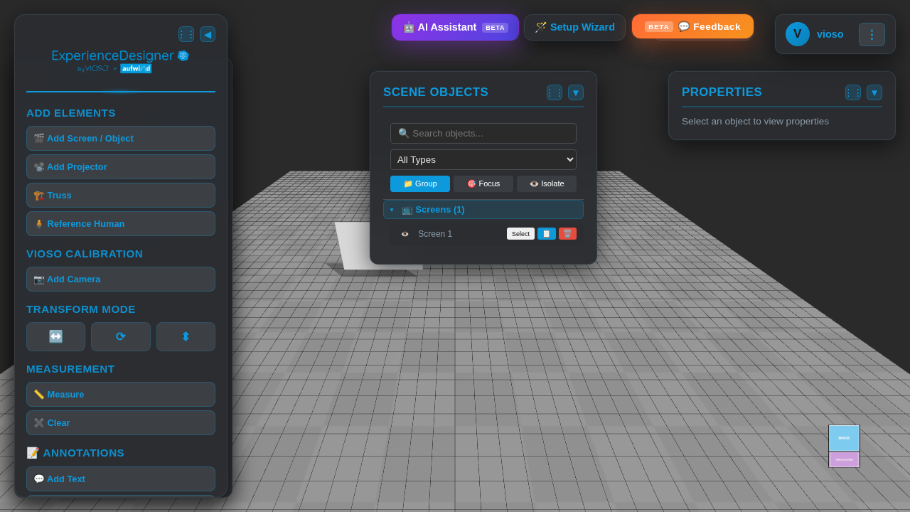 3D Workspace with Screen Added
